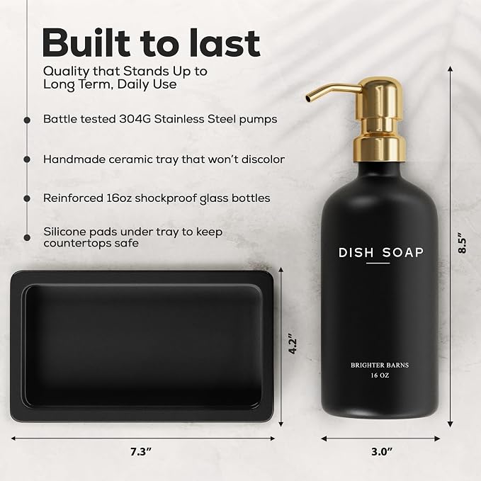 Luxury Glass Hand and Dish Soap Dispenser Set by Brighter Barns - Image 3