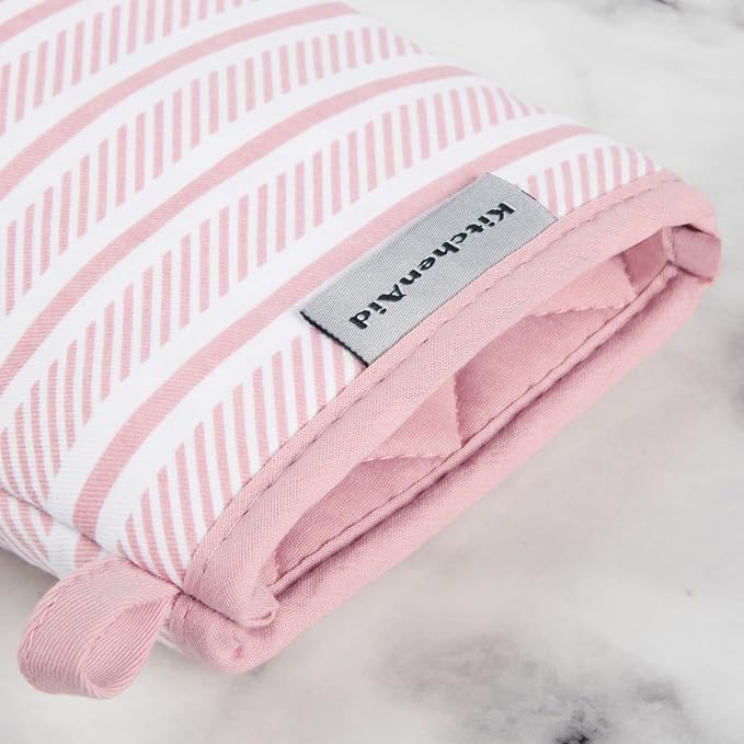 KitchenAid Albany Mini Oven Mitt 2-Pack Set, Dried Rose - Image 3