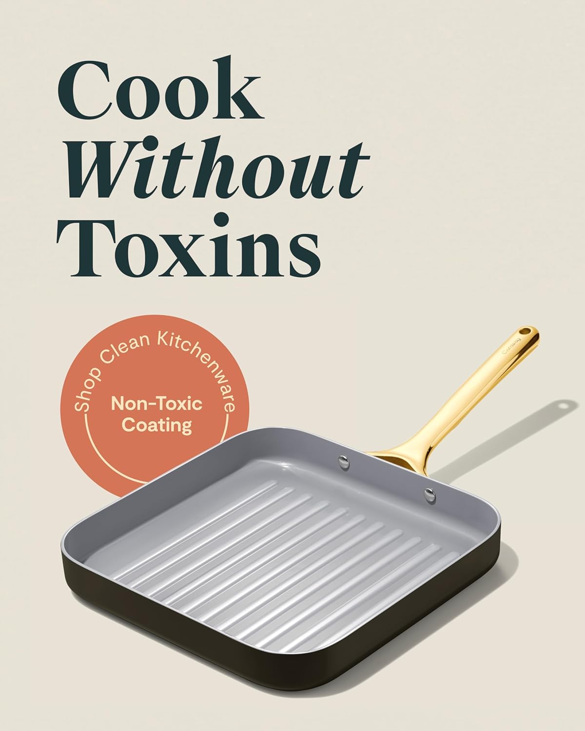 Caraway Square Grill Pan - 11” Grill Pan - Non-Stick Ceramic Coated - Non Toxic, PTFE & PFOA Free - Oven Safe & Compatible with All Stovetops - Black