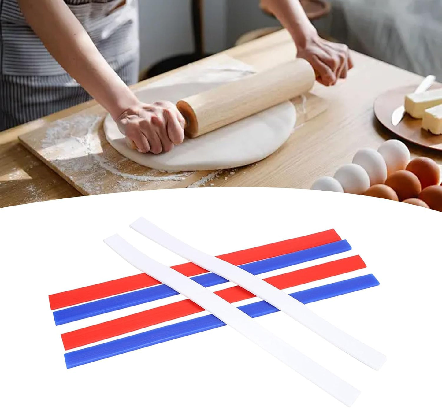 6PCS Silicone Rolling Pin Guides, 2/4/6 mm Guide Sticks Baking, Professional Silicone Ruler Guide, for Pastry Cookies Baking Kitchen Restaurant