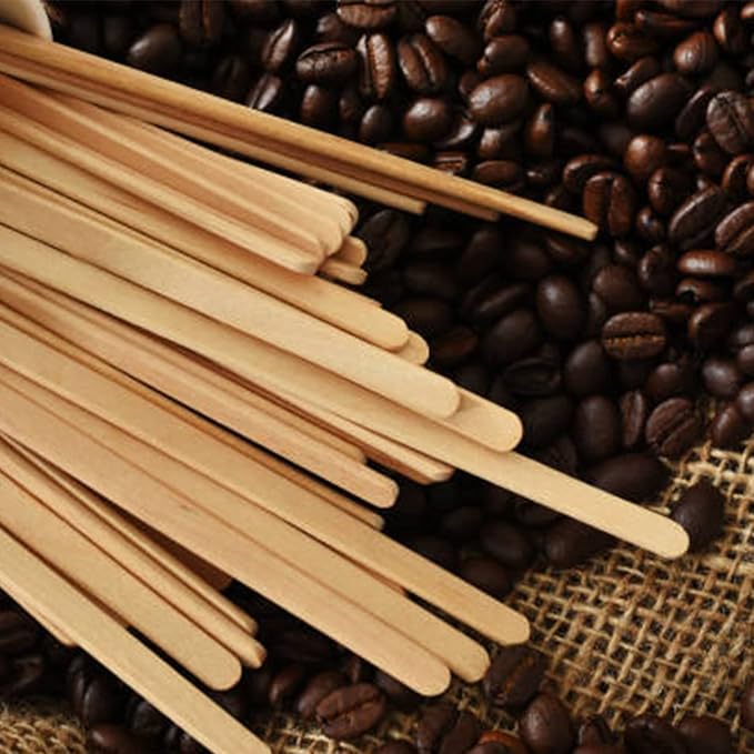 100pcs Wood Coffee Stirrer Sticks, 5.5 Inch Wooden Swizzle Stick Beverage Mixer - Image 2