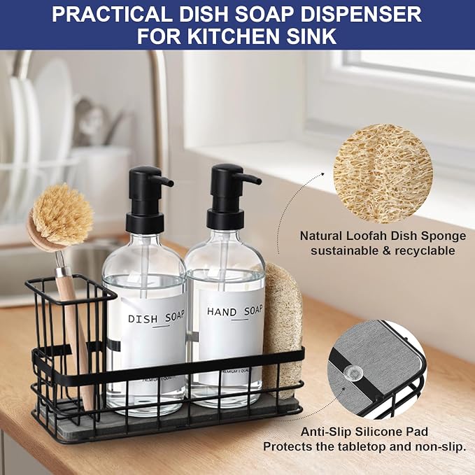 Dish Soap Dispenser for Kitchen, 16.9 fl oz Clear Hand and Dish Soap Dispensers - Image 6