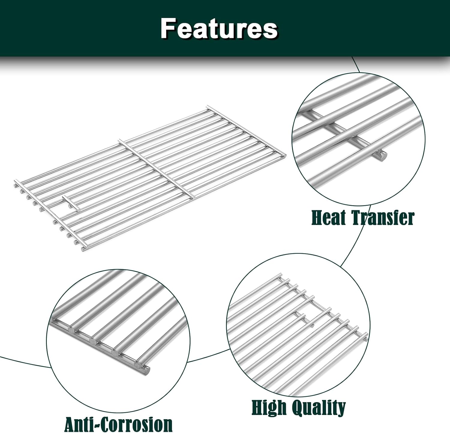 16517 Grill Grates Replacement Parts for Bull Grill Parts 5 Burner Brahma 30 Inch 57568 57569 57568CE 57569CE 57568AGA 57569AGA Lion Premuim L90000 40 Inch Stainless Steel Cooking Grate 5 Pcs