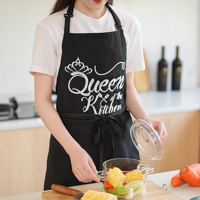 Funny Aprons for Women with Pockets, Kitchen Cooking Grilling Bbq Cute Chef - Image 3