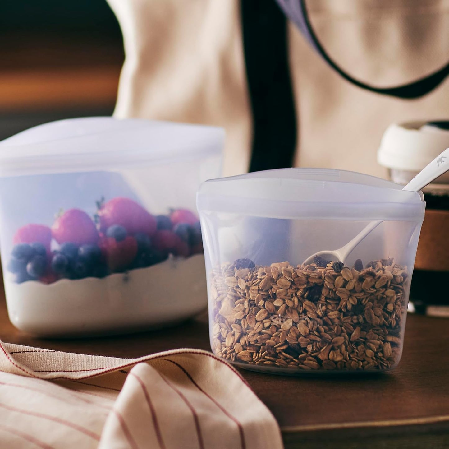 Stasher Premium Silicone Reusable Food Storage Bags, 3-Pack, Clear, Multi-Use Food Storage Bags, Lunch Bag, Travel Containers, BPA Free, Leak-free, Dishwasher-Safe, Eco-friendly