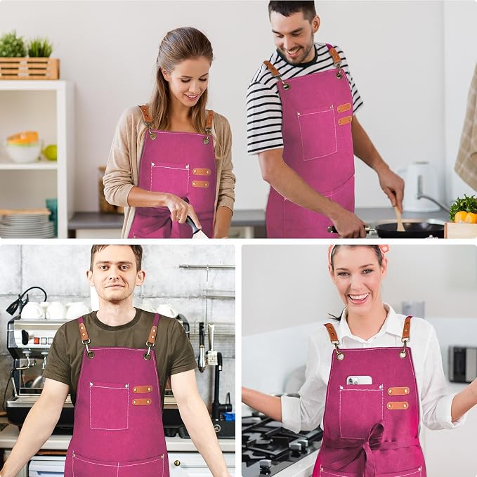 OUNLEN Chef Apron for Men Women Canvas Aprons - Image 6