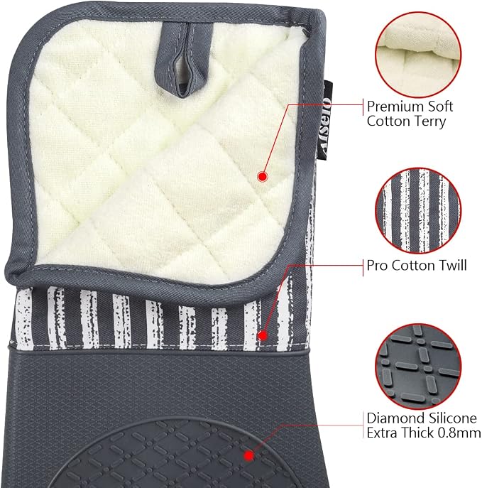 Alselo Silicone Oven Mitts Heat Resistant 932℉ - Image 3