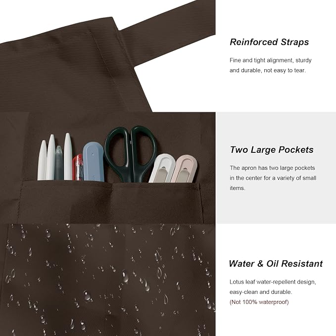 15 Pcs Adult Aprons Bulk with Pockets Adjustable Bib Chef Apron - Image 2
