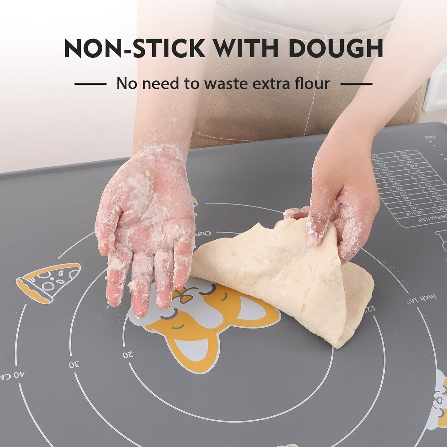 Ourokhome Silicone Baking Mat Sheet and Pastry Dough Cutter, 0.5 Inch Thick 32" X 24" BPA free Silicone Rolling Mat, Non-Stick and Anti-Slip, Dishwasher Safe (Gray)