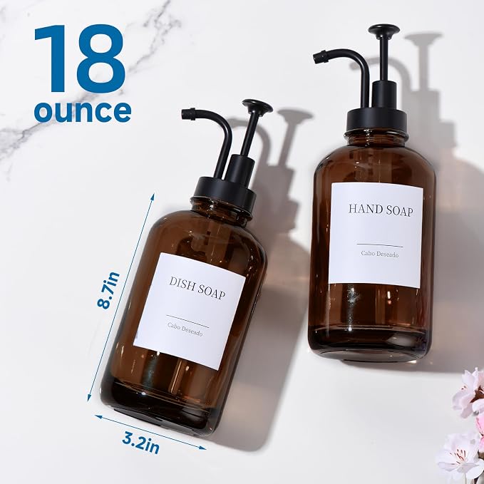 Glass Soap Dispenser with Pump, Dish and Hand Soap Dispenser - Image 3