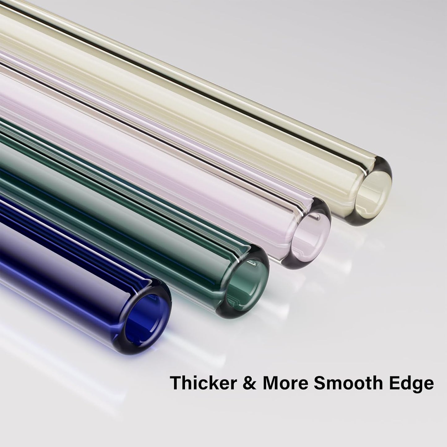 Reusable Glass Straws Sets of 8 Wavy Colorful Drinking Straw with 2 Cleaning Brushes, 8 inches 0.3" Thick Clear Straws High Borosilicate Glass Straw for Tumblers 10 Pack Gift Wrap