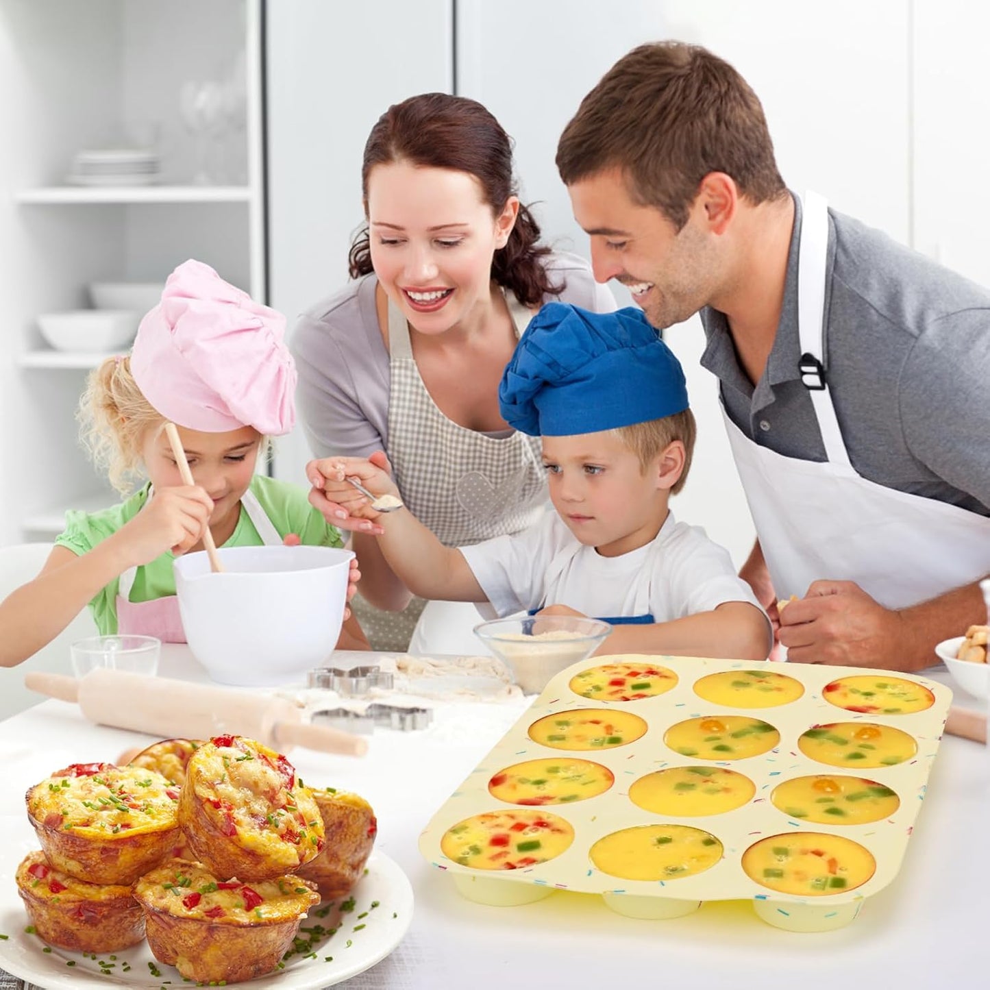 Palksky Silicone Molds, 12-Cavity Muffin Pan for Baking, Silicone Molds for Tarts, Egg Bites, Nonstick Baking Mold