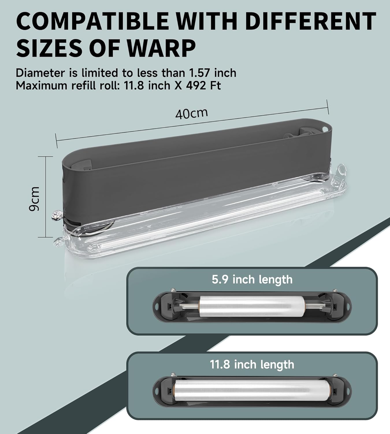 Plastic Wrap Dispenser With Cutter, Reusable Cling Film Dispenser, Cling Wrap Dispenser With Slide Cutter, Also For Aluminum Foil, Tin Foil, Baking Paper (grey)