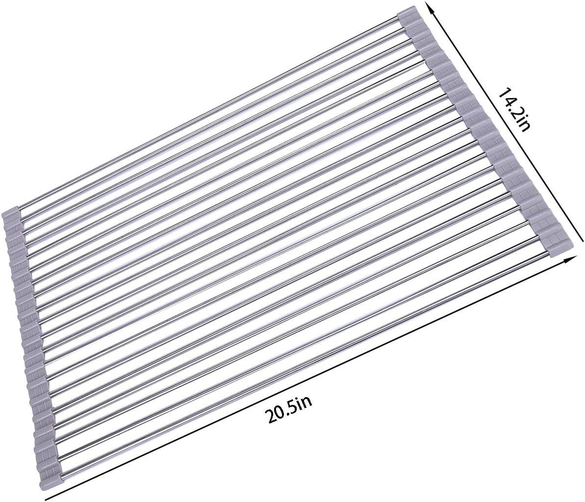 Ahyuan Roll up Dish Drying Rack Over The Sink Kitchen Roll up Sink Drying Rack Portable Dish Drainer Foldable Dish Drying Rack (Warm Gray, 20.5''X14'')