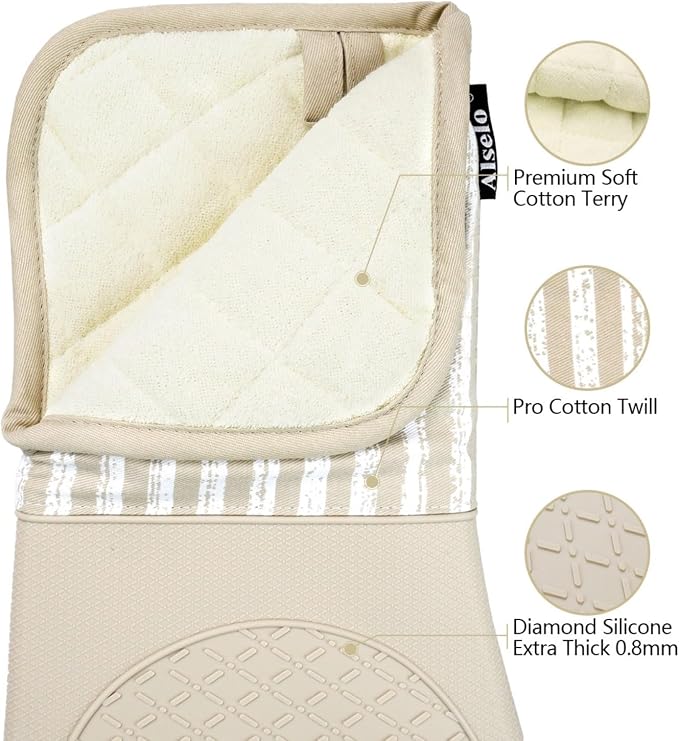 Alselo Silicone Oven Mitts Heat Resistant 932℉ - Image 3