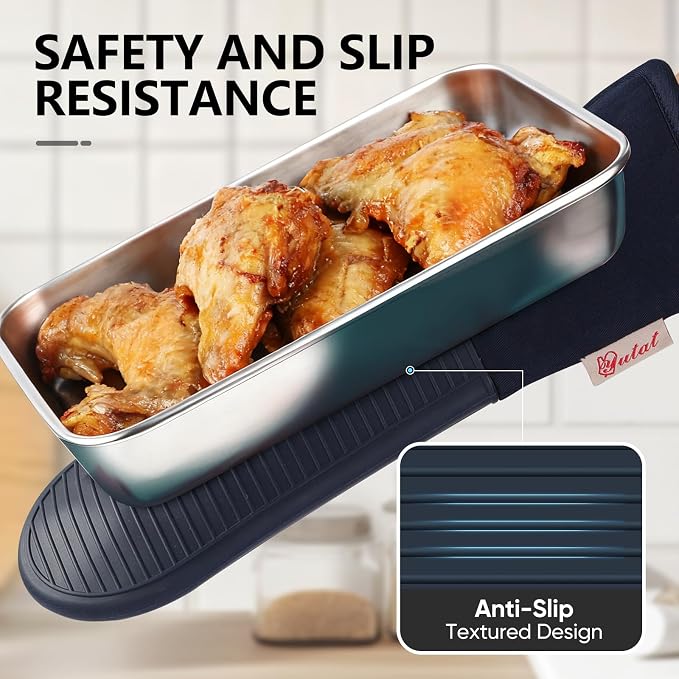 YUTAT Silicone Oven Mitts, High Heat Resistant Up to 500 Degrees, Waterproof - Image 3