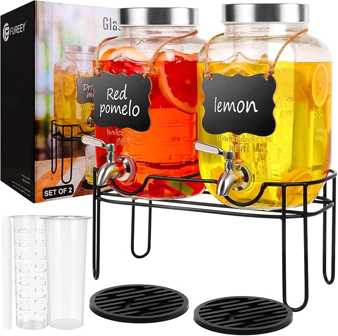 Drink Dispenser, 1 Gallon Beverage Dispenser by FUREEY