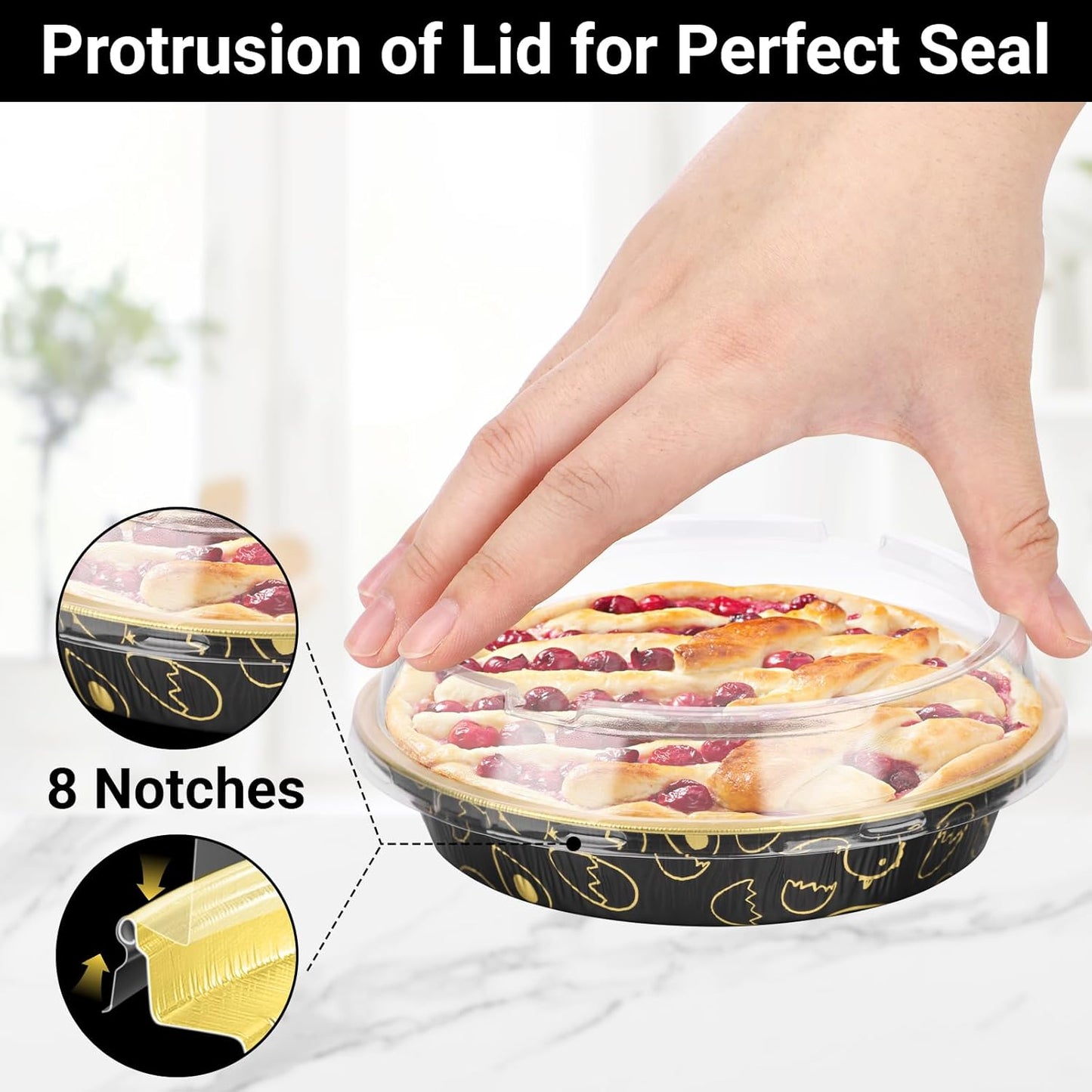 EUSOAR Disposable Ramekins, 50pcs 10oz/275ml Muffins Liners Aluminum Foil Baking Cups with Lids, Round Cake Pans Cheesecake Container Flan Pie Tart Brownie Holders for Bakery Wedding Birthday Party