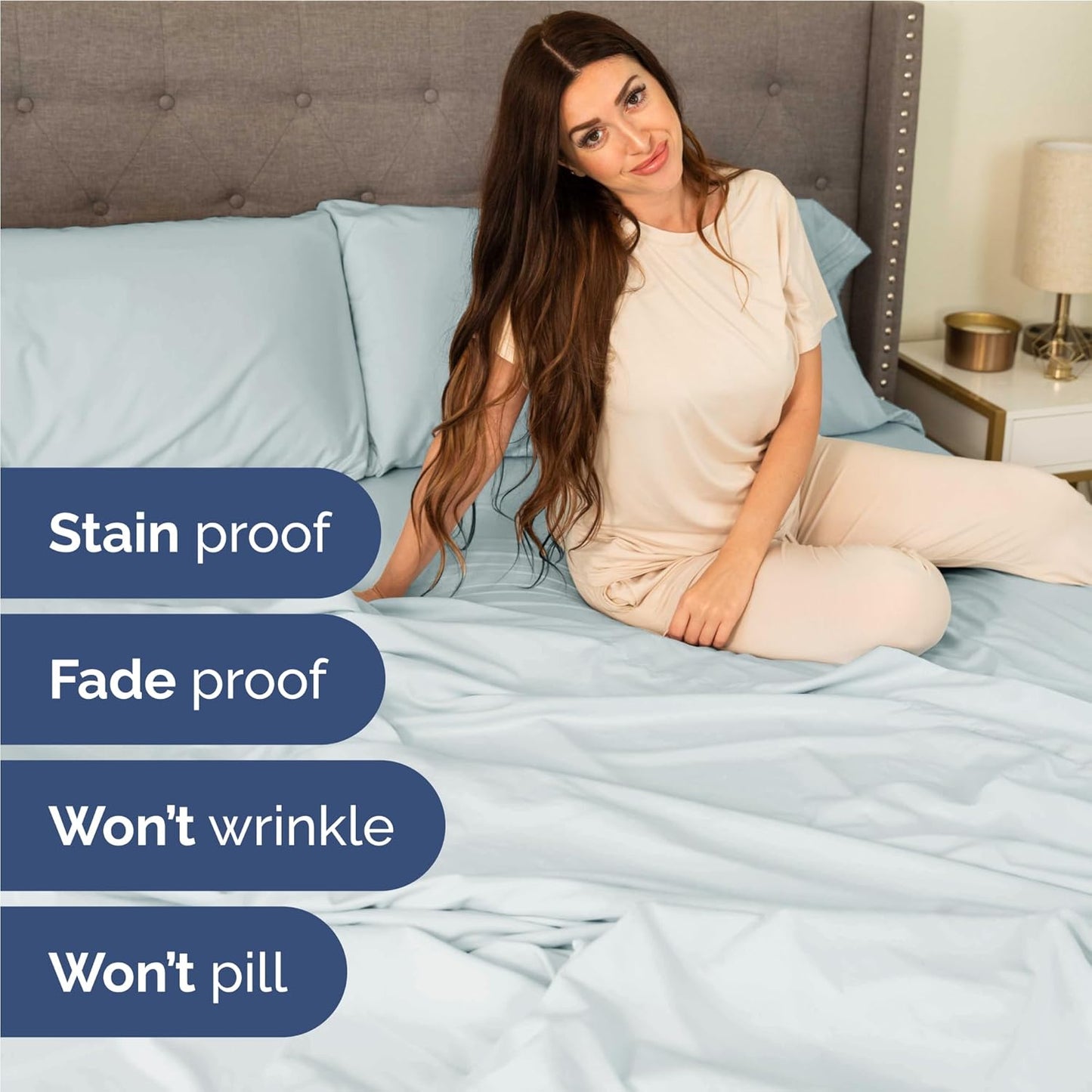 Full Size 4 Piece Sheet Set - Comfy Breathable & Cooling Bed Sheets Set - Hotel Luxury Bedding for Women, Men, Kids, Teens, Boys & Girls - Deep Pockets, Ultra-Soft, Wrinkle Free - Oeko-Tex - Ice Blue