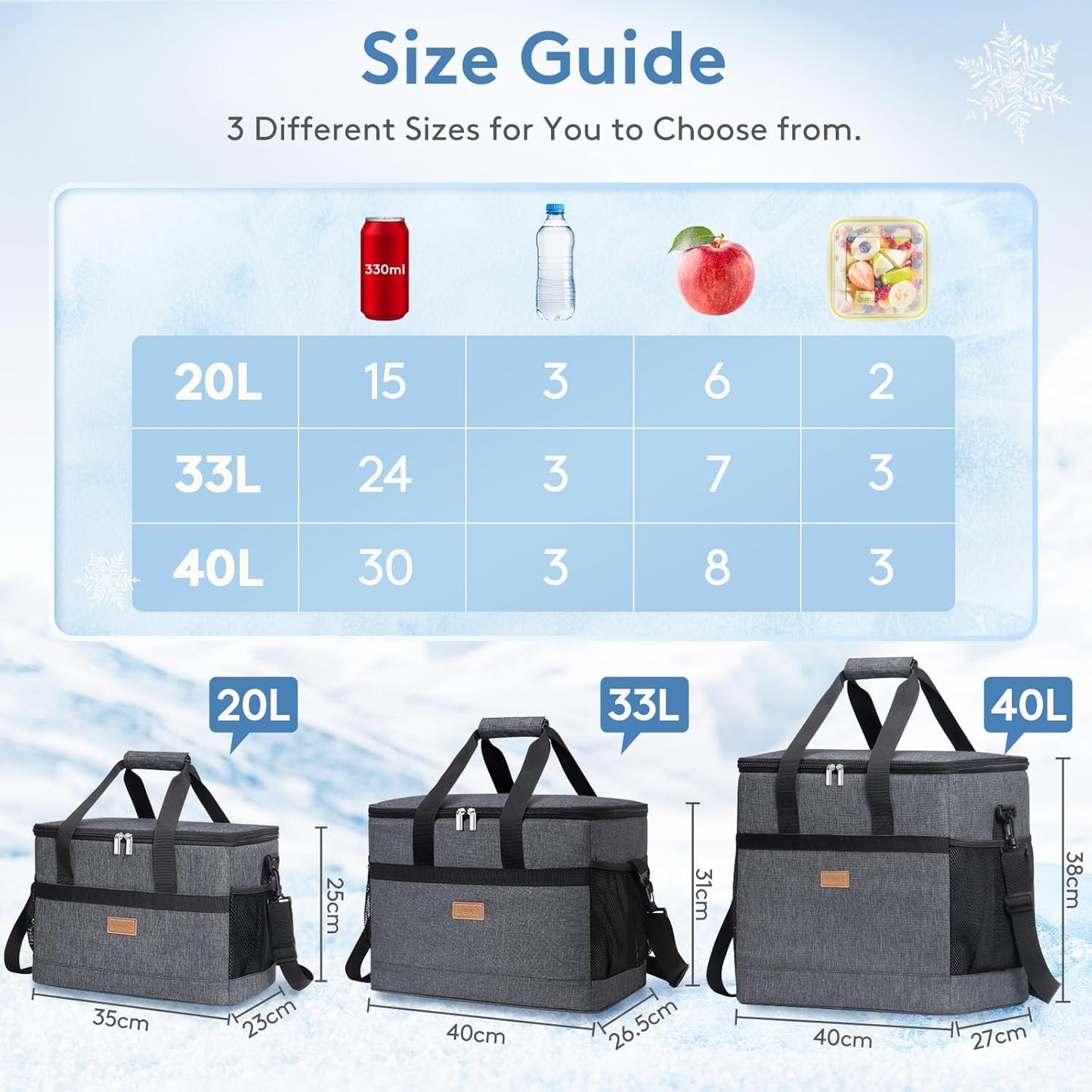 Lifewit Cooler Bag 30/50/60 Cans Collapsible and Insulated Large Lunch Bag Leakproof Soft Cooler Portable Tote for Camping/BBQ/Family Outdoor Activities