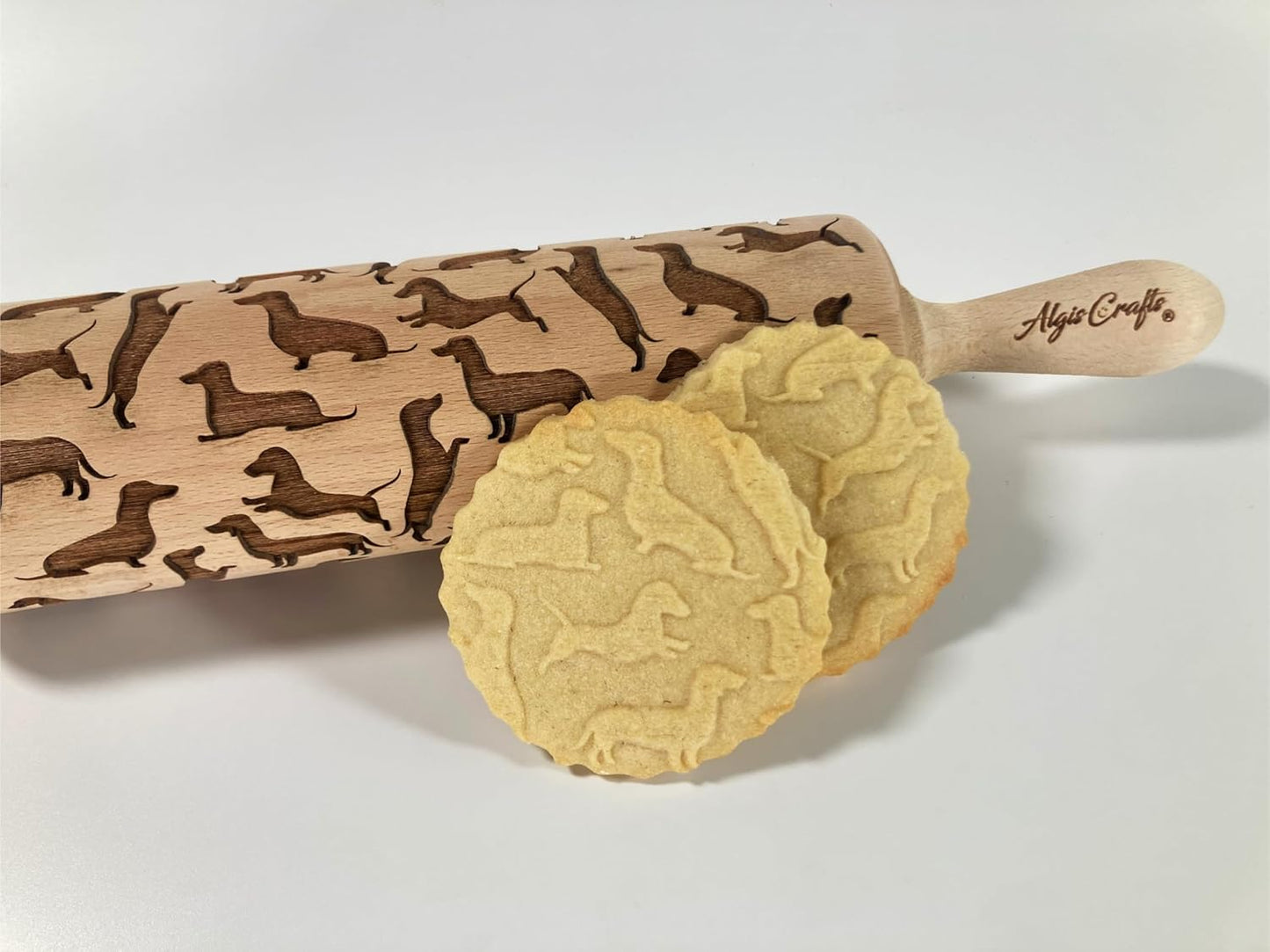 Dachshunds Pattern Embossing Rolling Pin Engraved Rolling Pin With Dogs Pattern