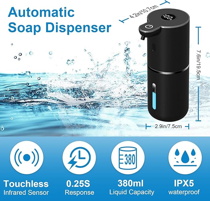 OHIFAST 2 Pack Automatic Liquid Soap Dispenser Touchless, USB Rechargeable - Image 2