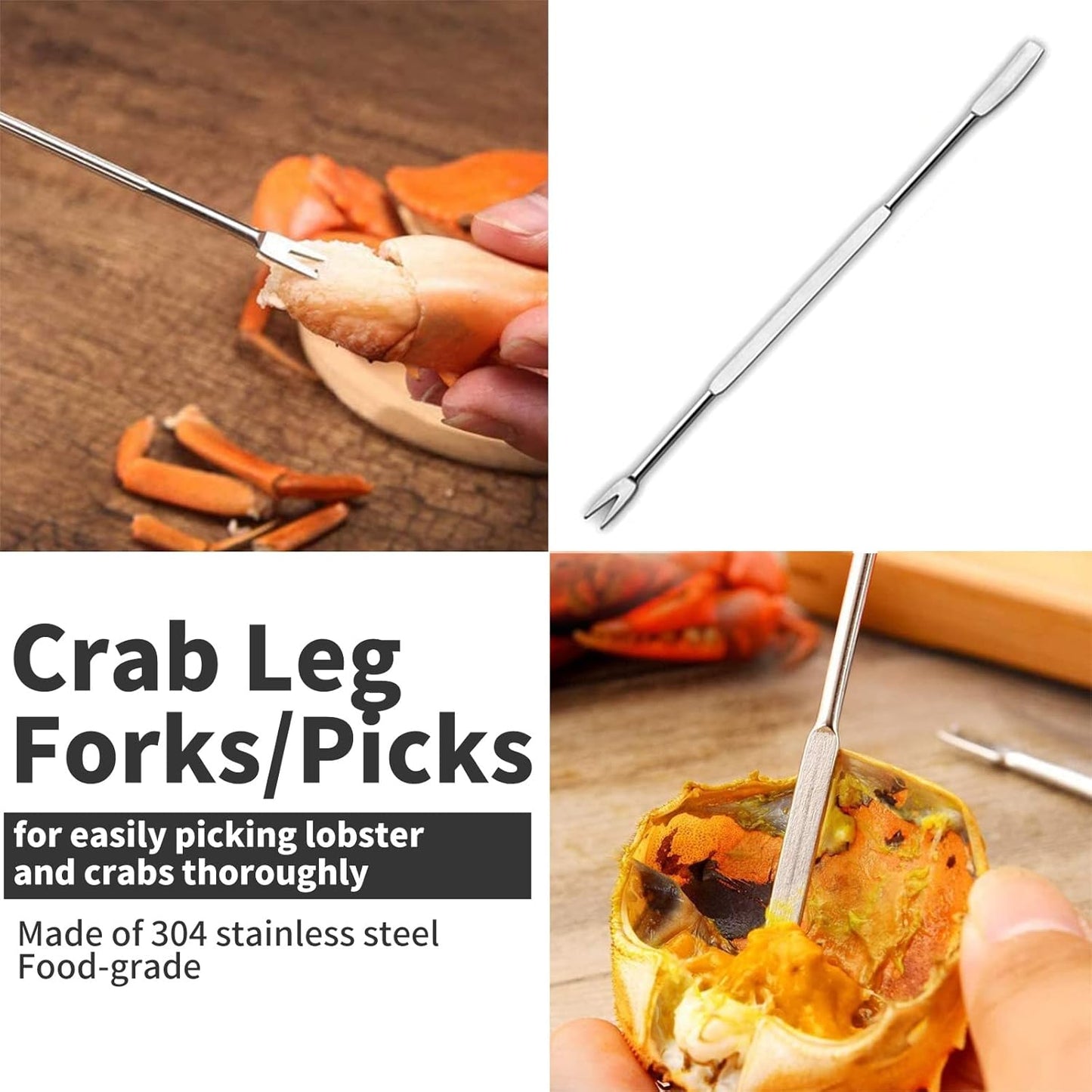 Luvan 33 Pcs Crab Crackers and Tools Set with 4 Crab Leg Crackers, 4 Crab Forks, 4 Lobster Shellers, 4 Butter Warmers, 1 Seafood Scissors, 14 Tealight Candles, 2 Crab Grabber-Seafood Boil Party Supply