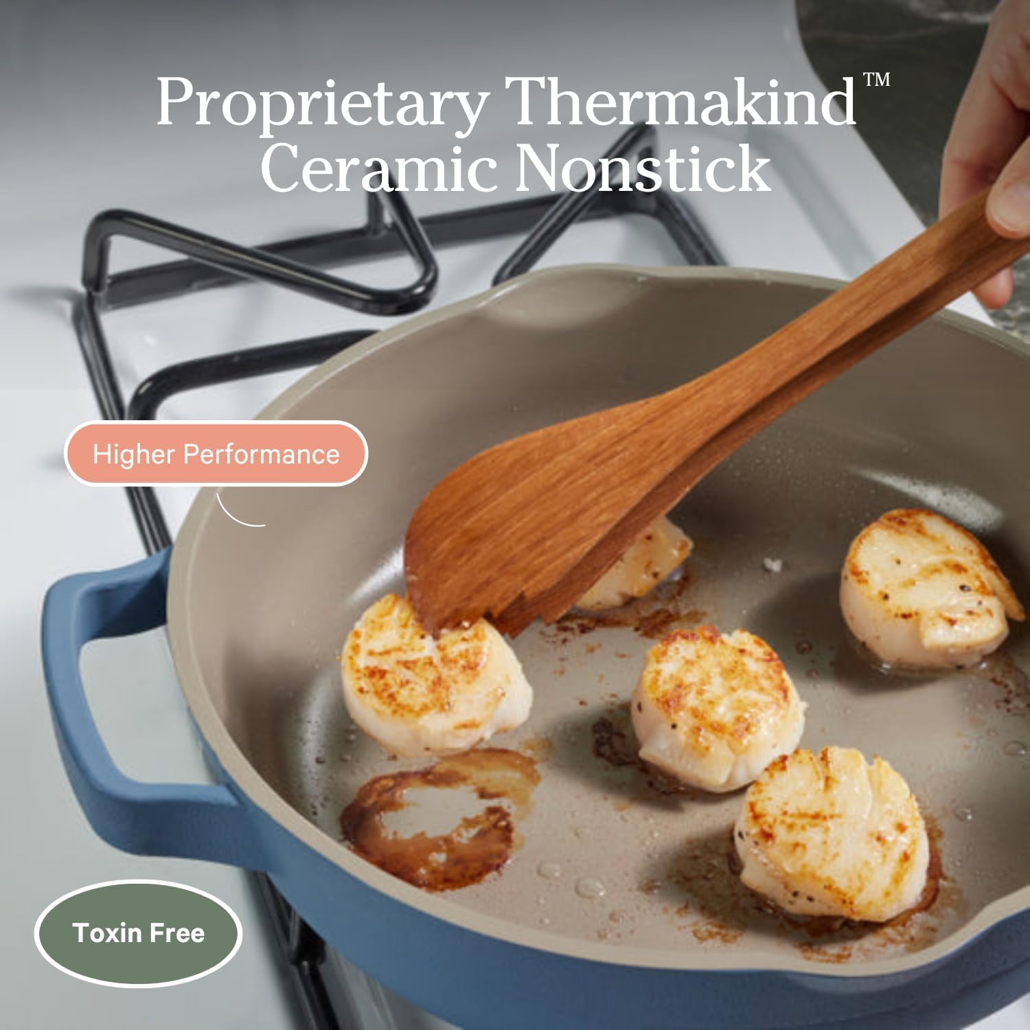 Our Place Always Pan 2.0-10.5” (2.6 Qt) Nonstick, Toxin-Free Ceramic Cookware | Patented 10-in-1 Aluminum Frying & Sauté Pan | Safe for Oven, Induction & All Cooktops up to 450°F | Blue Salt