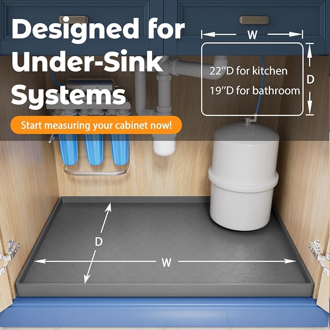 Jin&Bao Waterproof Under Sink Mat 25" x 22", Thick Silicone Mat Cabinet - Image 6