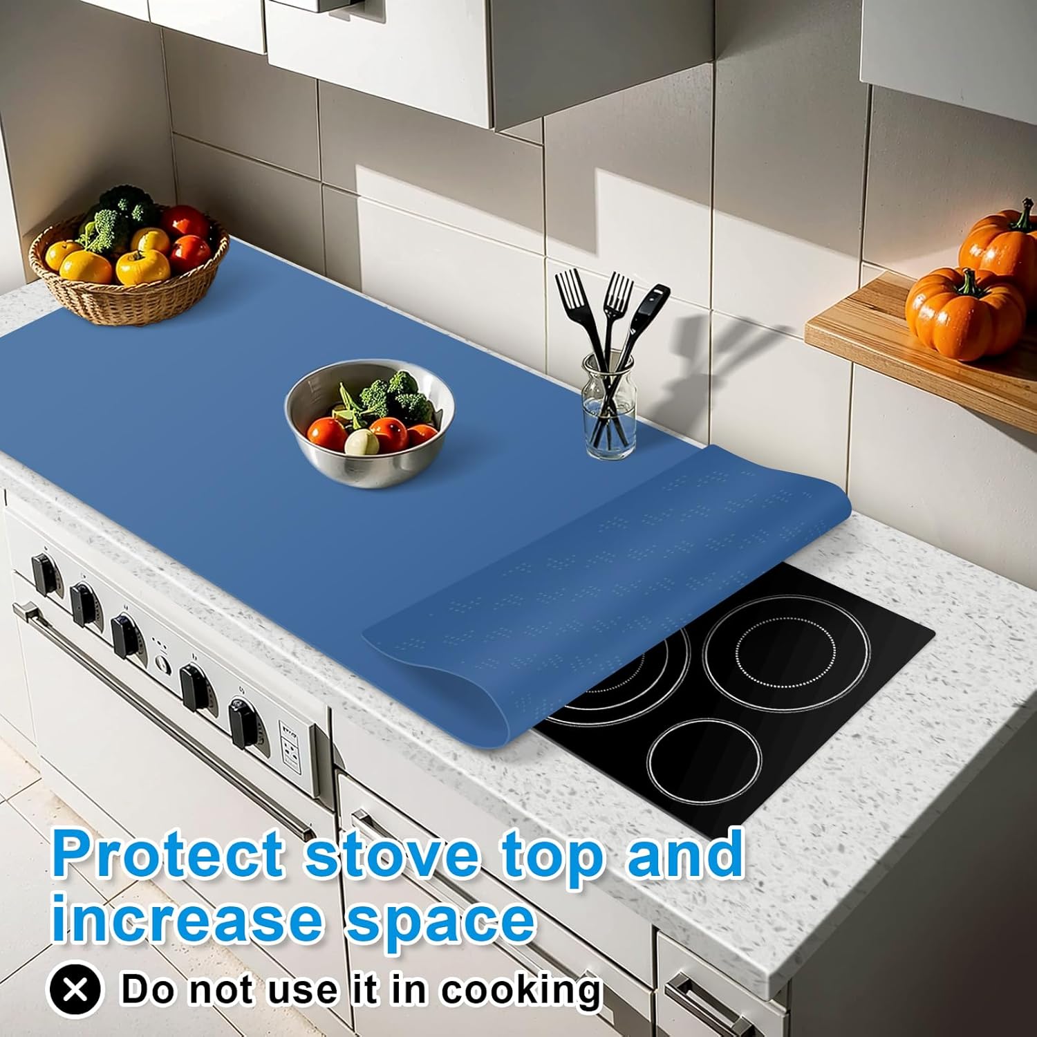 AECHY Silicone Mats for Kitchen Counter 47"x23.6"x0.08”, Largest Heat Resistant Mat Shipped Rolled Up Kitchen Island Silicone Countertop Protector Mat Nonslip Extra Large Counter Mat, Blue