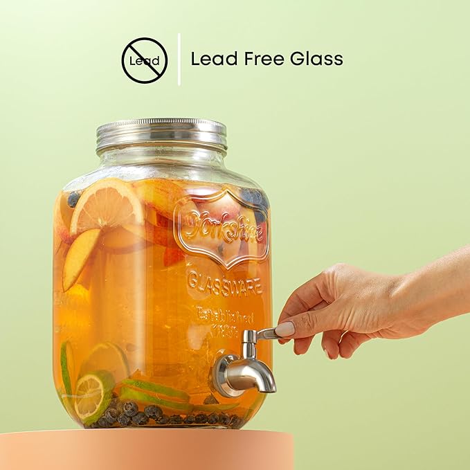 1-Gallon Drink Dispenser. Glass Beverage Dispenser - Image 5