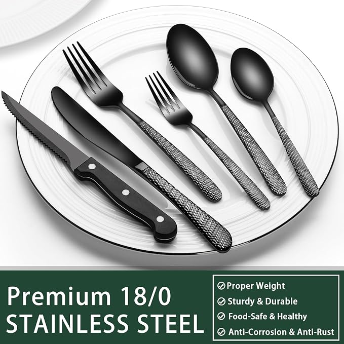 EWFEN 24-Piece Black Silverware Set - Image 5