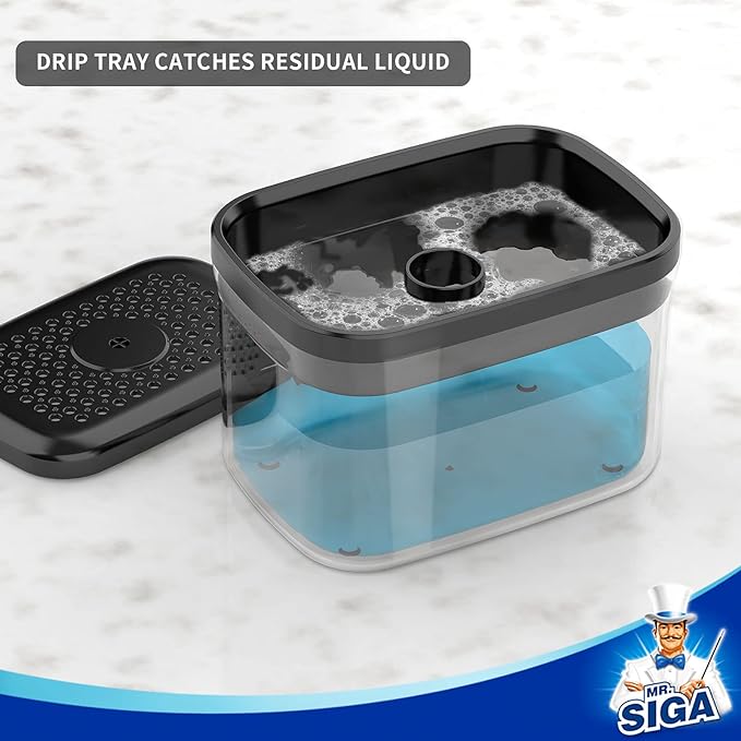 MR.SIGA Dish Soap Dispenser for Kitchen, 2 in 1 Premium Sponge Holder, - Image 5