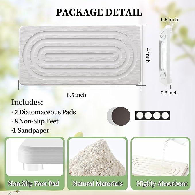 2 PCS Water Absorbing Diatomite Coasters, Stone Drying Mat - Image 2