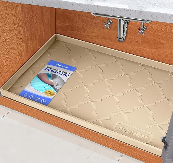SIKADEER 40" x 19" Under Sink Mat Waterproof, Silicone Mat Kitchen Drawer Shelf by SIKADEER