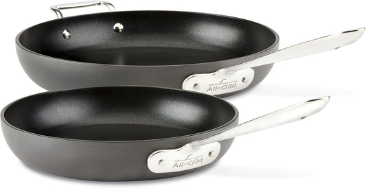 All-Clad E7859064 HA1 Hard Anodized Nonstick Fry Pan Cookware Set, 10 Inch and 12 Inch Fry Pan, 2 Piece, Black