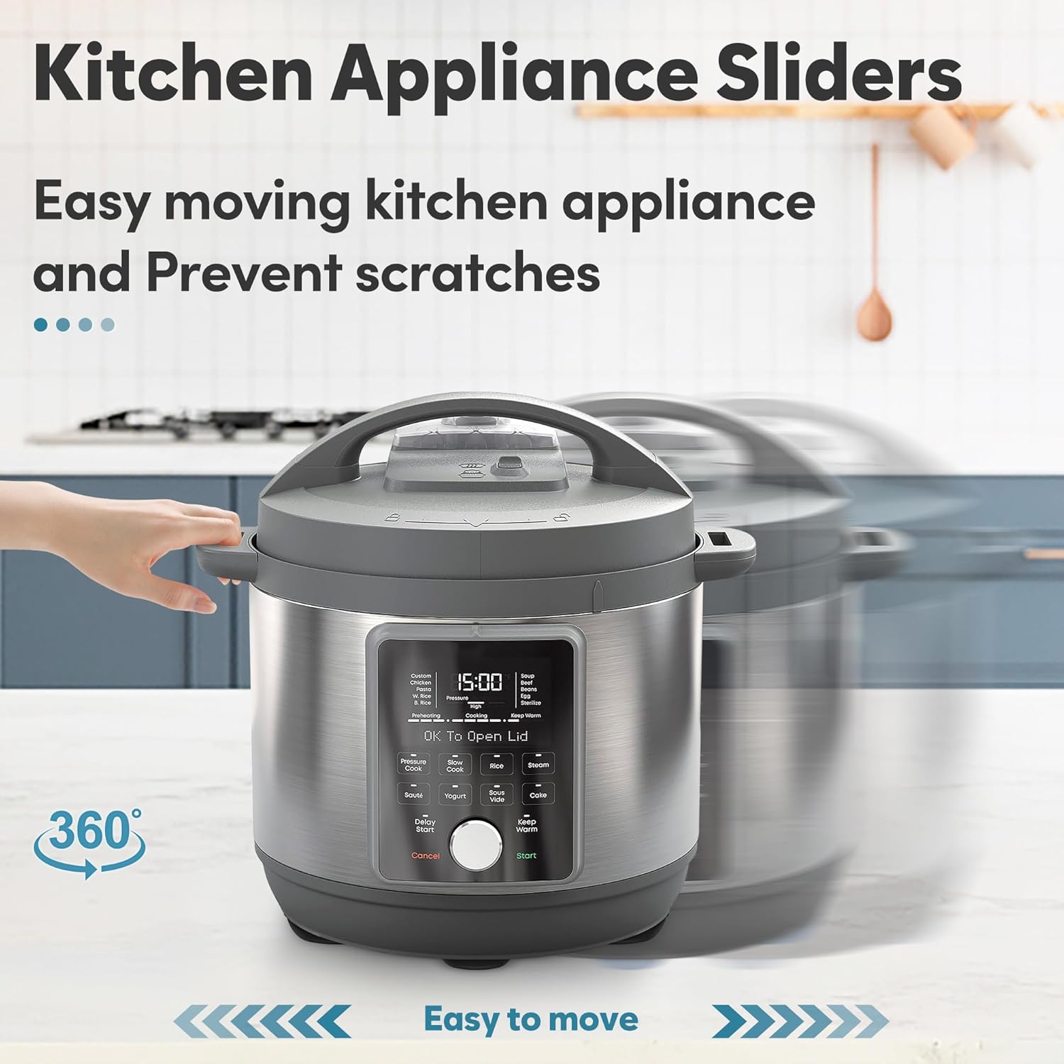 Appliance Sliders for Kitchen Appliances 24 PCS Self-Adhesive Small Accessories Hacks Easy to MovIing & Space Saving Kitchen Must Have Gadgets