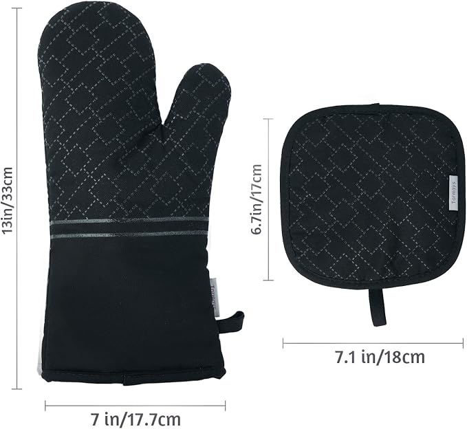 4Pcs Oven Mitts and Pot Holders Set, 572F Heat Resistant Oven Glove, Soft - Image 6