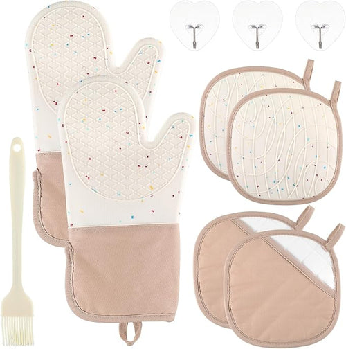 10 Pcs Kitchen Oven Mitts and Potholders Set by Unknown
