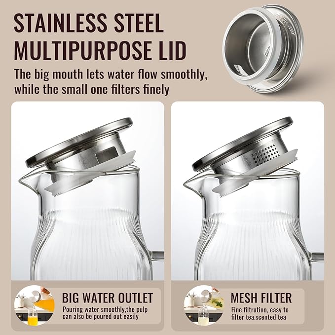 2 Pack 2 Liter/68 oz Square Glass Pitcher - Image 5