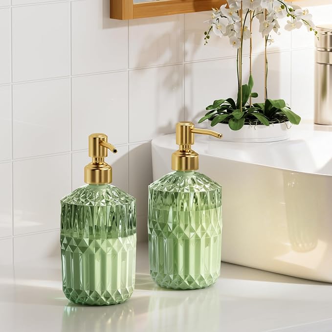 AmazerBath Soap Dispenser Green Glass Soap Dispenser - Image 7