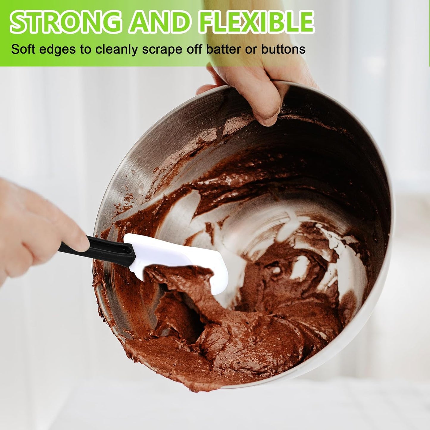 Dandat 9 Pcs Silicone Rubber Spatula, Commercial Spatula 500 Fahrenheit Heat Resistant, Non Stick Heavy Duty Scraper for Kitchen Cook Mix Fry Spread Bake, Dishwasher Safe (Black and White,10 Inch)