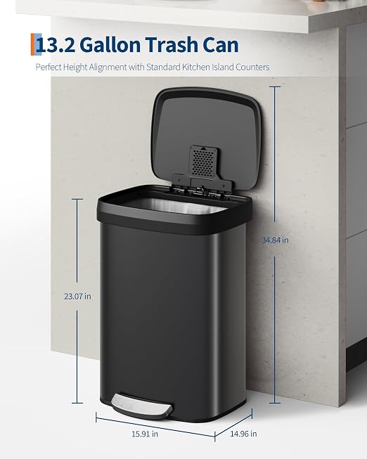 Garvee 13 gal / 50 L Metal Trash Can - Image 6