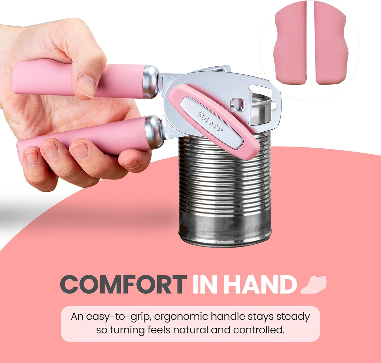 Zulay Kitchen Heavy Duty Stainless Steel Can Opener Manual with Bottle Opener - Rust Proof Manual Can Opener With Turn Knob & Soft Grip Handles