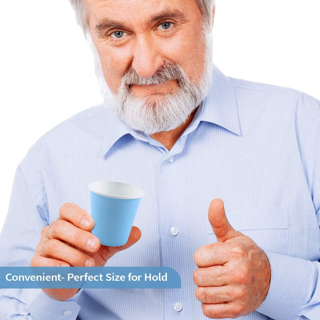 Turbo Bee 600 Pack 3 oz Disposable Paper Cups,Hot/Cold Beverage Drinking Cup,Small Blue Paper Cups for Bathroom and Mouthwash