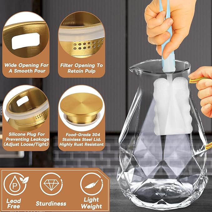 Yirilan Glass Pitcher, 3 Liter Water Carafe - Image 4