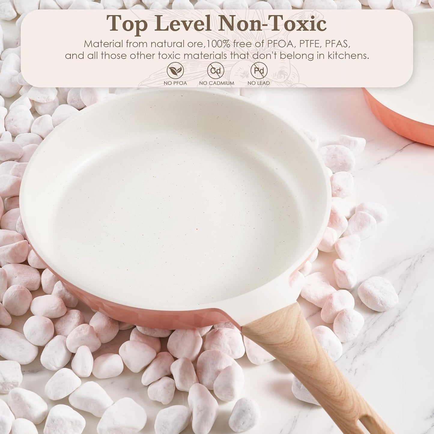 Frying Pans Non stick - 3 PCS Nonstick Frying Pan Set Omelette Pans for Cooking Set, Granite Skillet Set Kitchen Induction Cookware Chef's Pan Gift, 8", 9.5" &11", Coral Pink