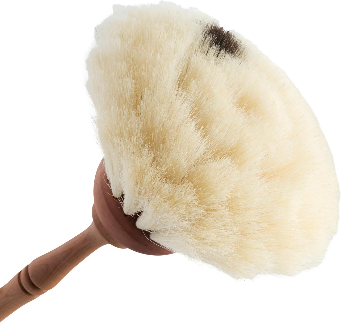 REDECKER Goat Hair Dust Brush with Oiled Pearwood Handle, 13-1/2 inches - Natural Bristle Dusters German Cleans Delicate Surfaces, Hanging Loop for Storage with Black Dot - Goat Hair Dusting Brush