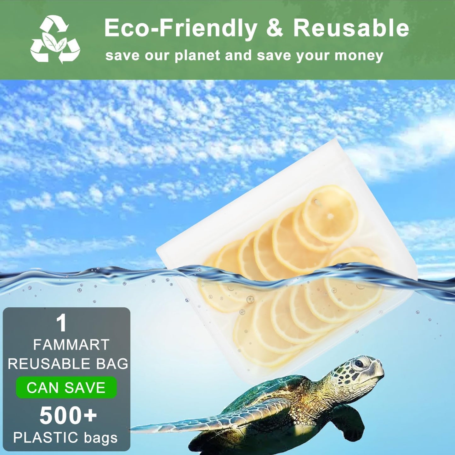 Clear Sandwich Bag/Snack Bag for Kids & Adults, Reusable Double Ziplock Cosmetic Bag Makeup Travel Bag for Women Girls, Leakproof, Washable, Food Safe, BPA Free (1-Pack, Clear)