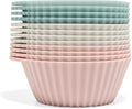 The Silicone Kitchen Reusable Silicone Baking Cups Silicone Muffin Liners for Cupcakes, BPA Free, 12 Pack, Regular, Pink Gray Blue